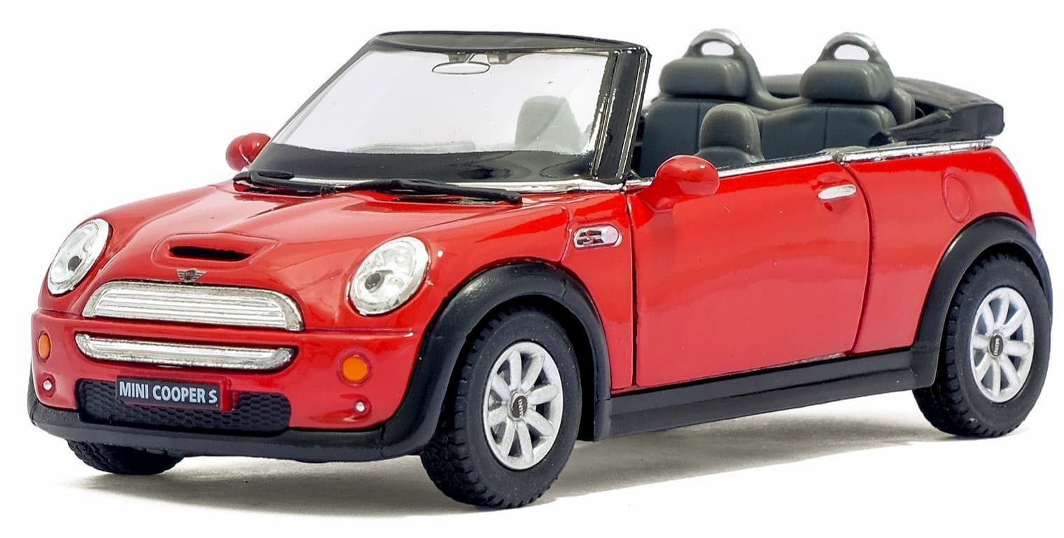 Металлическая машинка Kinsmart 1:28 «Mini Cooper S Convertible» KT5089W инерционная в коробке / Микс