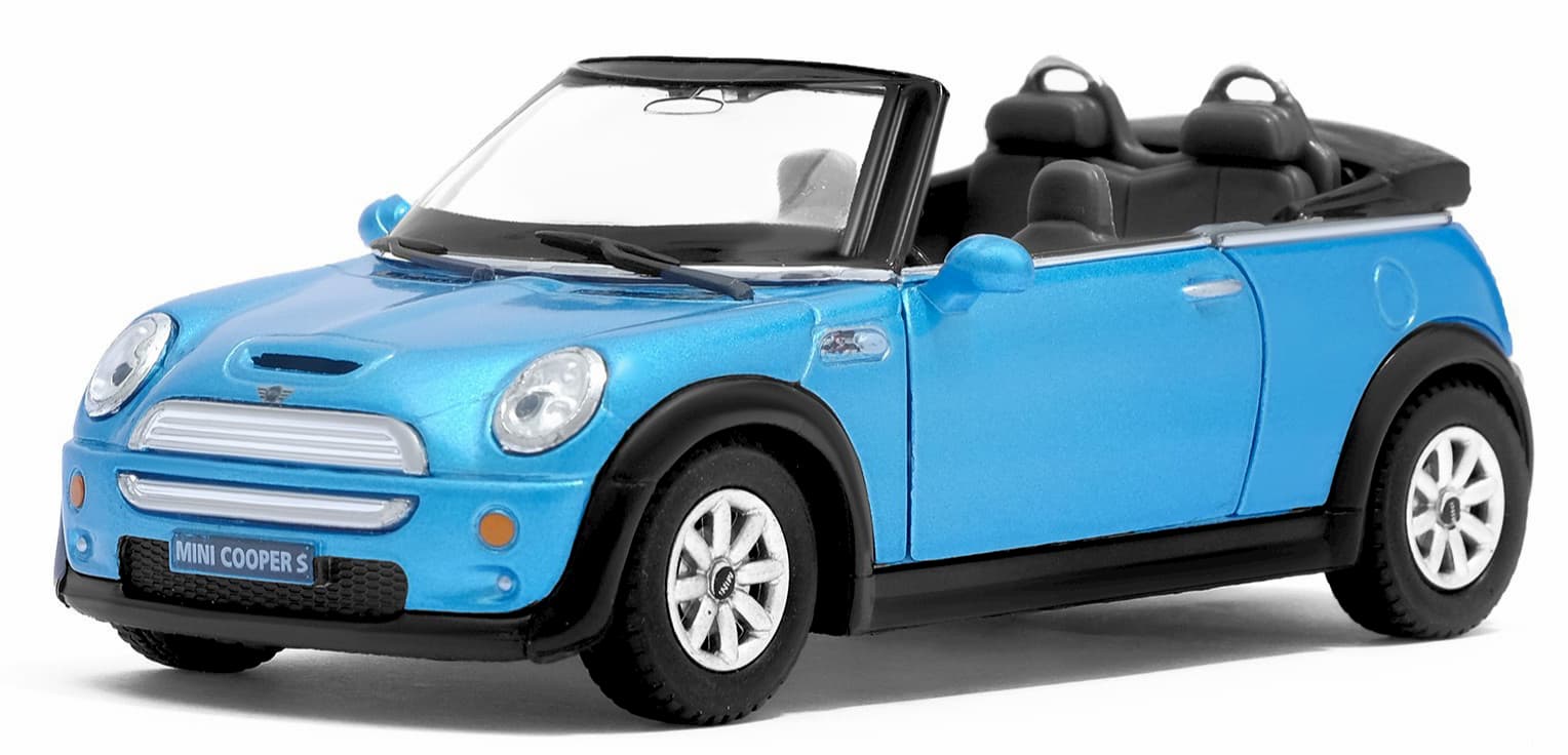 Металлическая машинка Kinsmart 1:28 «Mini Cooper S Convertible» KT5089W инерционная в коробке / Микс