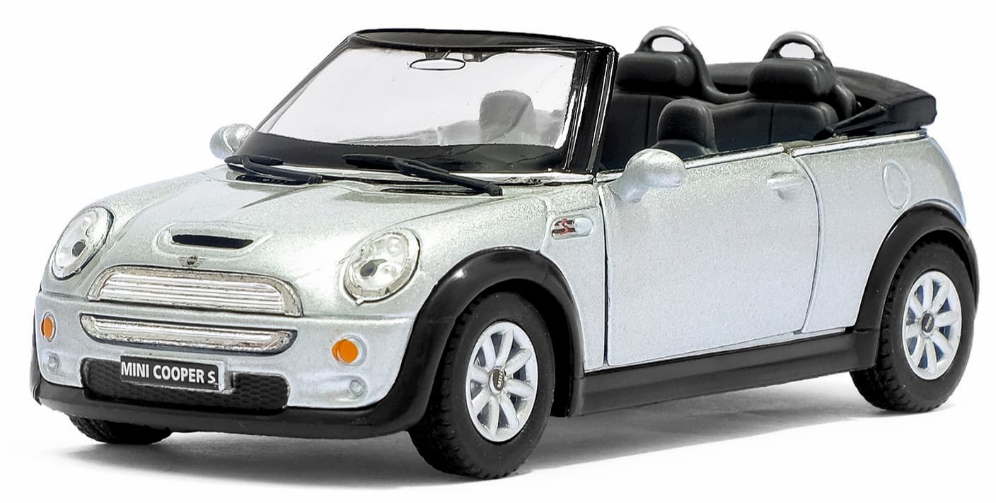 Металлическая машинка Kinsmart 1:28 «Mini Cooper S Convertible» KT5089W инерционная в коробке / Микс