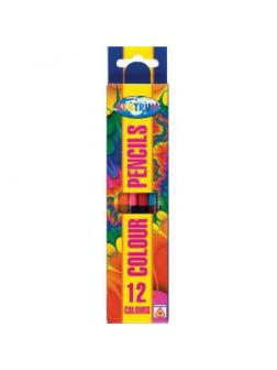 Карандаши цветные 12 цветов, двусторонние 6 штук, деревянные , длина 177 мм