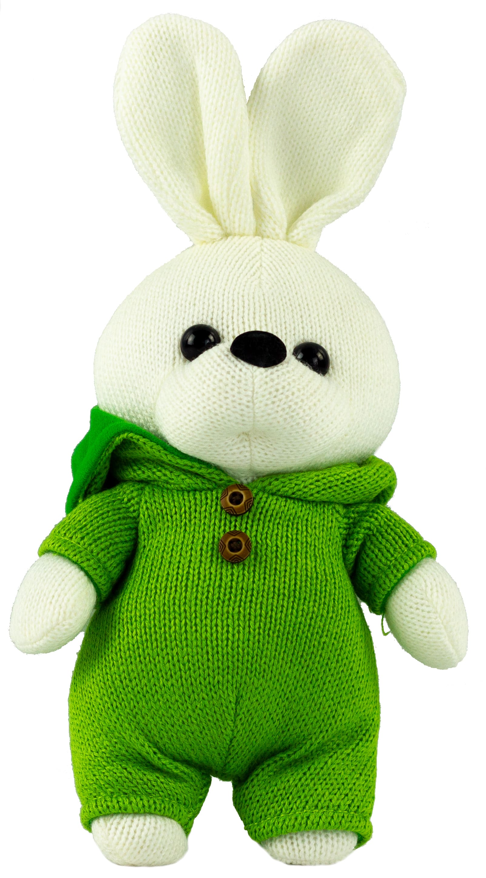 Мягкая игрушка ABtoys Зайка вязаный в зеленом костюмчике 22 см.