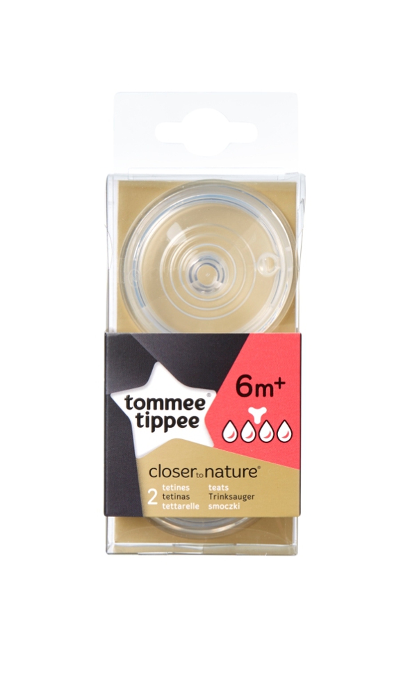 Соска Tommee Tippee для бутылочки Close to nature Easi-vent для густой пищи, с 6 мес., 2 шт.