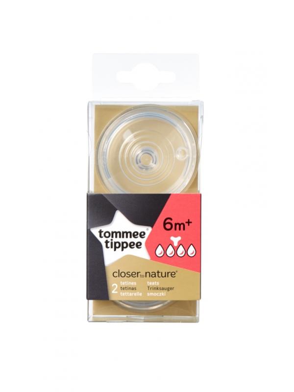 Соска Tommee Tippee для бутылочки Close to nature Easi-vent для густой пищи, с 6 мес., 2 шт.