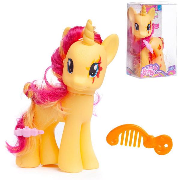 Пони с аксессуарами 9x15,5см, единорог, ЖЕЛТАЯ, в прозрачной коробочке