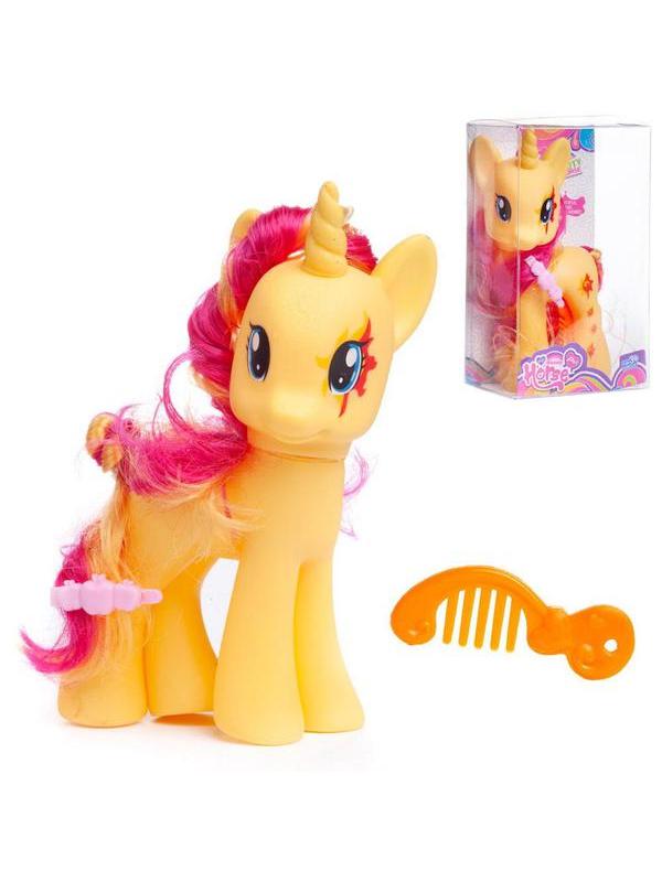 Пони с аксессуарами 9x15,5см, единорог, ЖЕЛТАЯ, в прозрачной коробочке