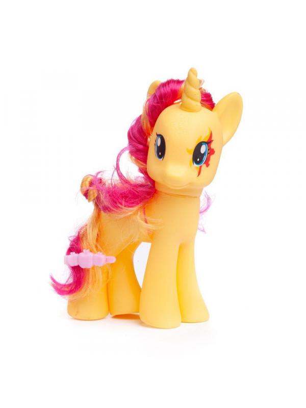 Пони с аксессуарами 9x15,5см, единорог, ЖЕЛТАЯ, в прозрачной коробочке