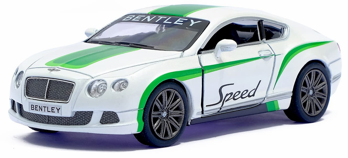 Металлическая машинка Kinsmart 1:38 «2012 Bentley Continental GT Speed с принтом» KT5369DF, инерционная / Микс