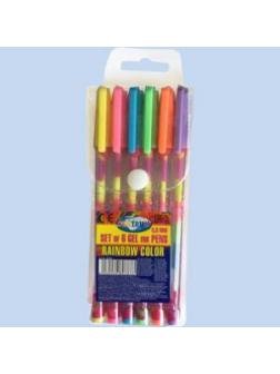 Ручки гелевые набор 6 цветов RAINBOW, 0,8мм