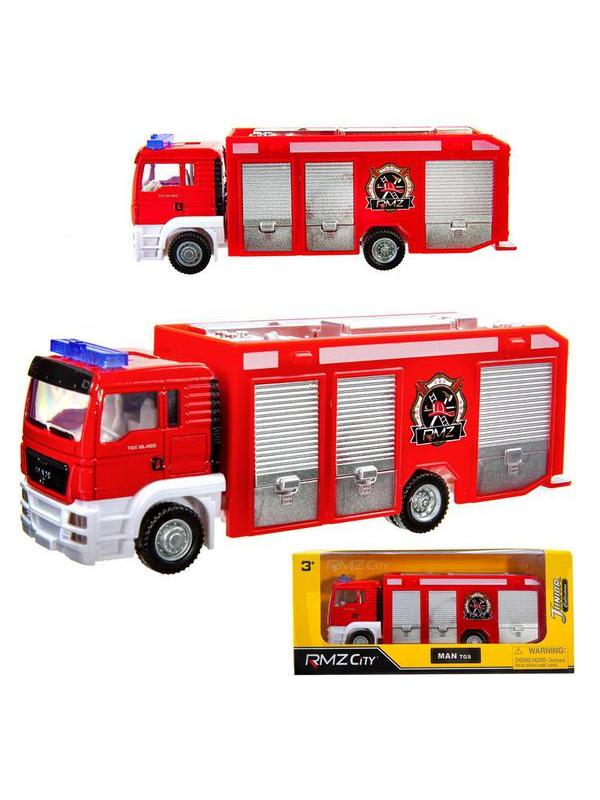 Машинка металлическая Uni-Fortune RMZ City пожарная 1:64 MAN, без механизмов, цвет красный 18.8 x 5.17 x 9 см