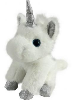 Единорог белый с серебром 15 см игрушка мягкая