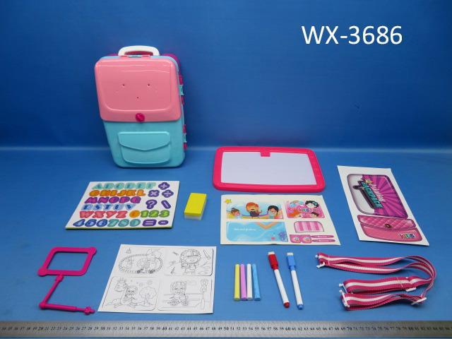 Набор для рисования Junfa Юный художник в чемоданчике-ранце, розово-голубой