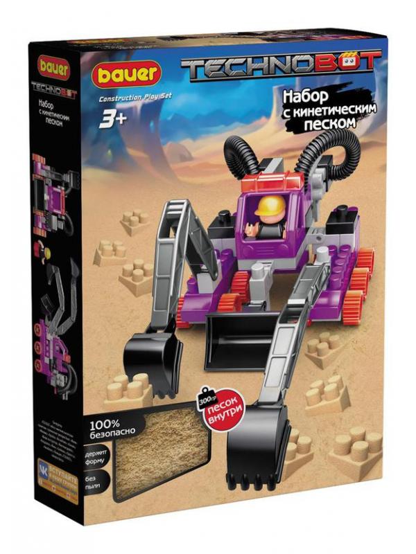 Конструктор Bauer Technobot с кинетическим песком, роботом и пилотом фиолетовый, серый, черный