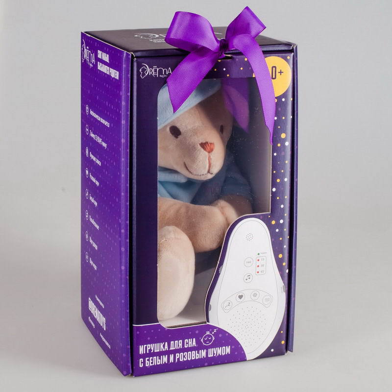 Мягкая игрушка Drema BabyDou Мишка голубой с белым и розовым шумом