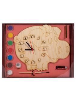 Набор для творчества Нескучные игры Часы Поросенок с циферблатом под роспись с красками