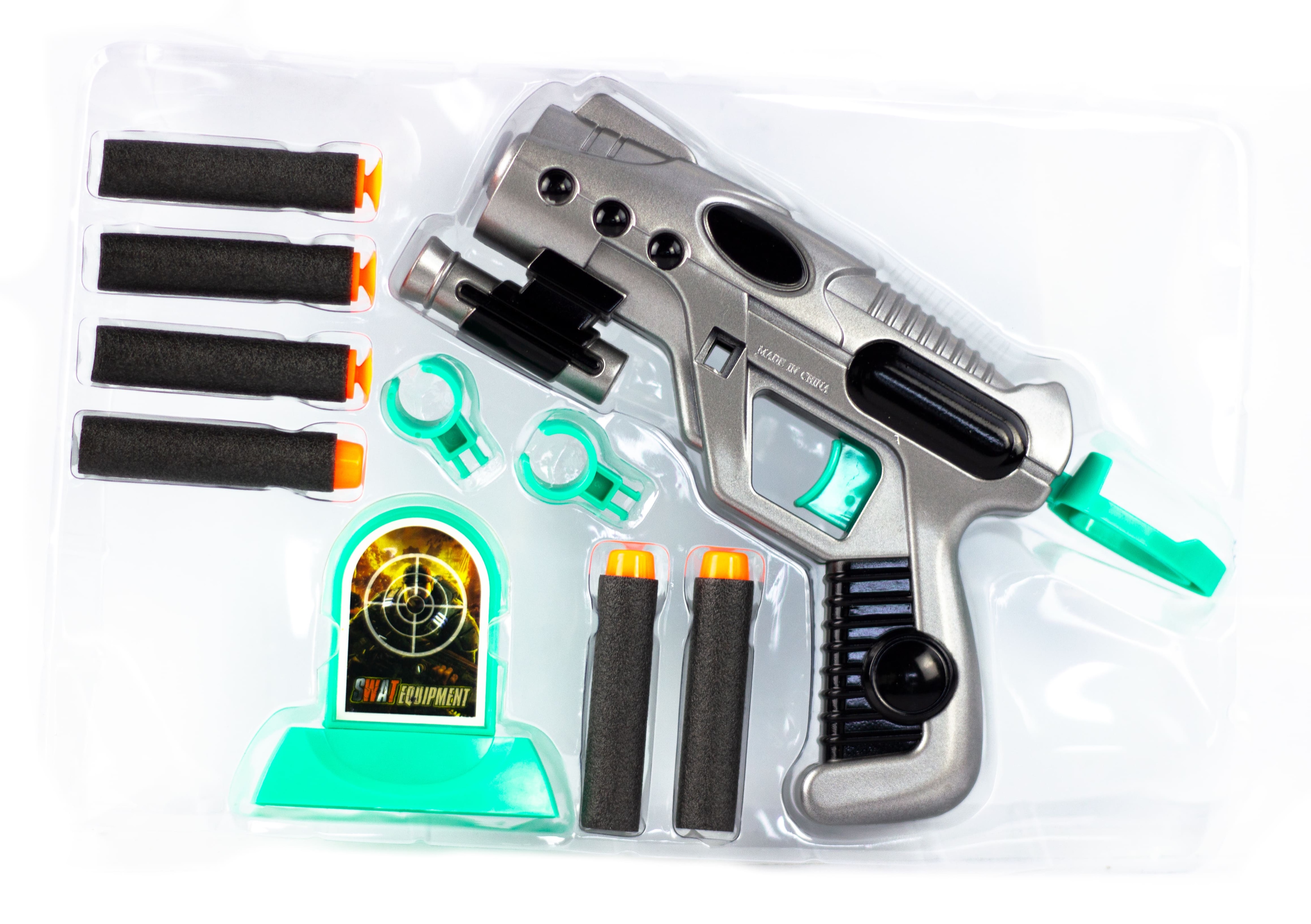 Бластер «Space weapon» в коробке (модель 1), в наборе с 6 мягкими пулями и мини мишенью 920 / Junfa