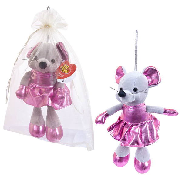 Мышка в розовом платьице, 15 см игрушка мягкая с подвесом в подарочном мешочке
