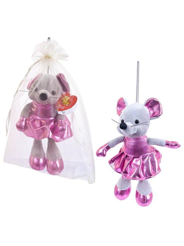 Мышка в розовом платьице, 15 см игрушка мягкая с подвесом в подарочном мешочке