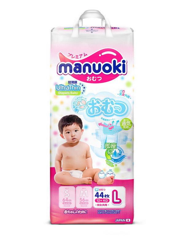 Подгузники MANUOKI Ultrathin L 9-14 кг 44 шт. (Ультратонкая серия)