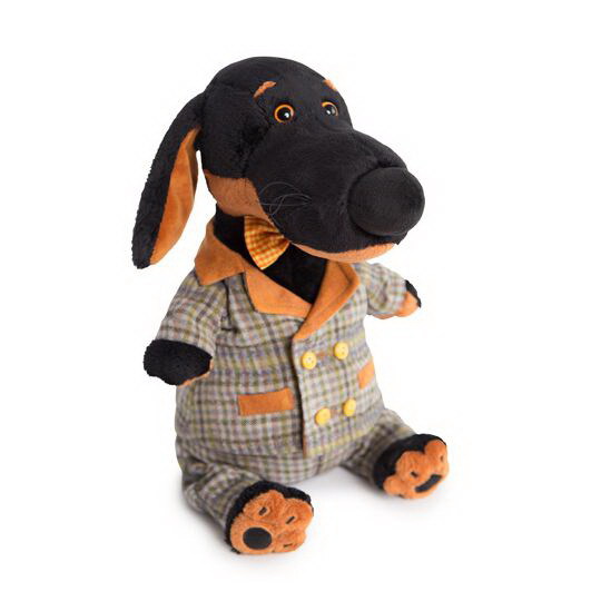 Мягкая игрушка BUDI BASA Собака Ваксон с сером костюме в клетку (В1) 25 см