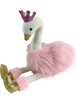 Лебедь розовый с золотыми лапками и клювом, 25 см игрушка мягкая