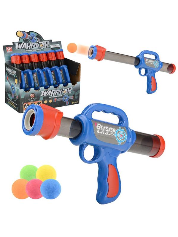 Игрушечный помповый бластер Junfa «Warrior» с мягкими шариками 6 шт., WA-16649-1 / сине-красный