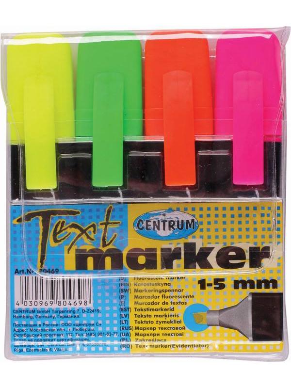 Текстовыделители набор 4 штуки в ПВХ упаковке