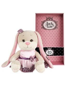 Мягкая игрушка Maxitoys Jack&Lin Зайка в Вечернем Розовом Платье, 25 см, в Коробке