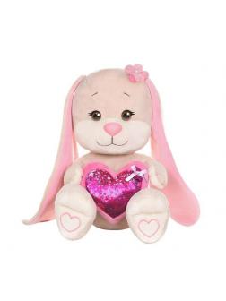 Мягкая игрушка Maxitoys Jack&Lin Зайка с Розовым Сердцем, 25 см