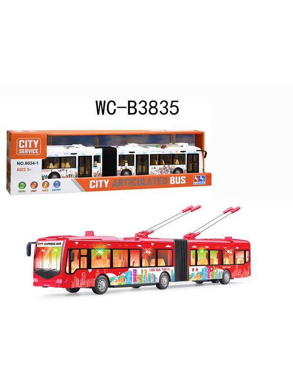 Троллейбус Junfa фрикционный, размер коробки 47х7,5х13