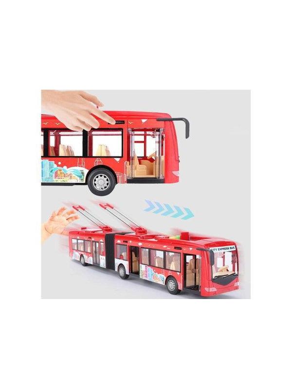 Троллейбус Junfa фрикционный, размер коробки 47х7,5х13