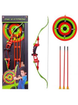 Игровой набор Лук со стрелами на присосках 60 см, 3 стрелы, лук и мишень S-00188 / Abtoys