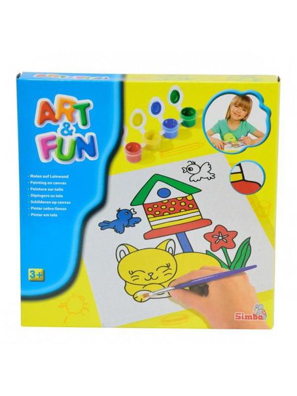 Набор для рисования, холст с контуром рисунка,рамка,краски 4 цв.,кисточка, 2 в.