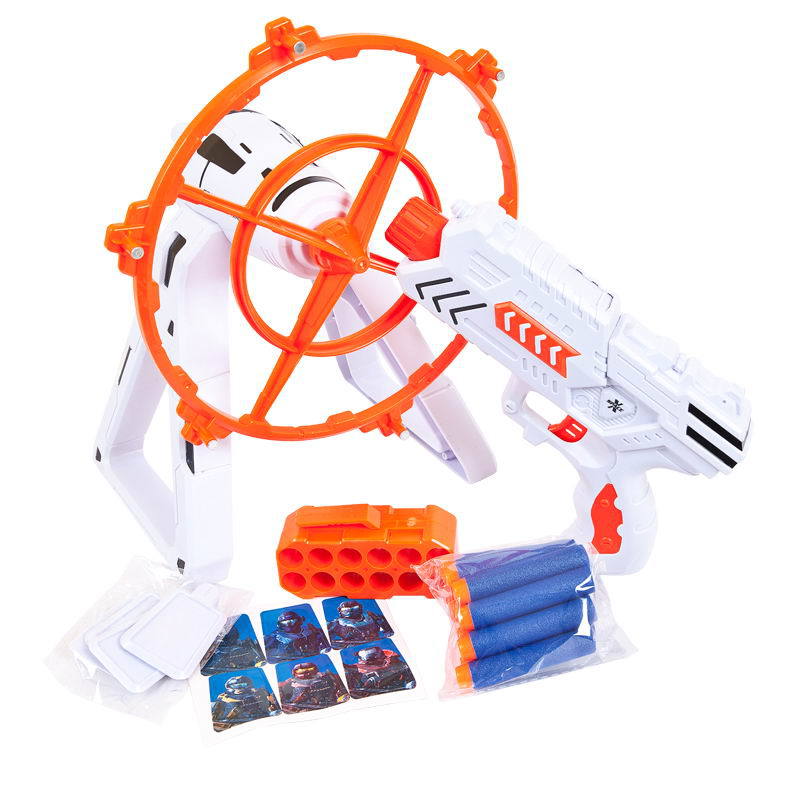 Тир Галактические оружие с бластером, вращающейся мишенью, мягкими пулями, свет, звук, в коробке ZY765025 / Junfa