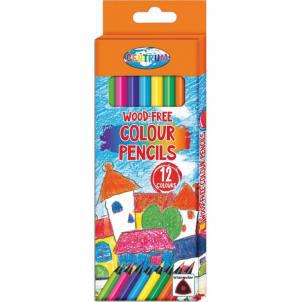 Карандаши цветные пластиковые 12 цветов, трехгранные, длина 177мм, в картонной упаковке с европодвесом