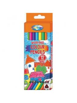 Карандаши цветные пластиковые 12 цветов, трехгранные, длина 177мм, в картонной упаковке с европодвесом