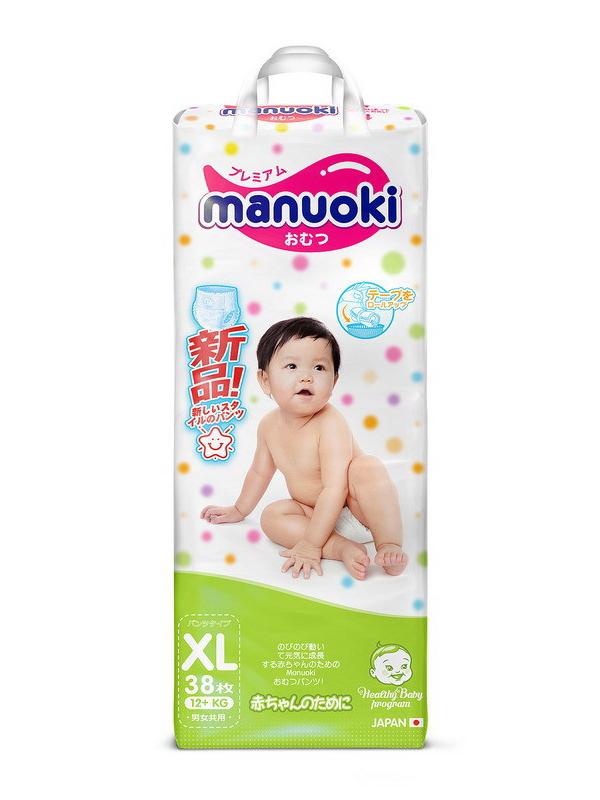 Трусики-подгузники MANUOKI, размер XL, 12+ кг, 38 шт