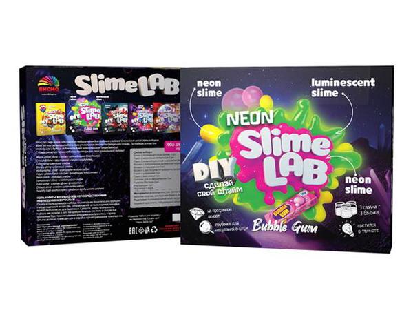 Набор для экспериментов ВИСМА Slime lab Неон. Бабл гам