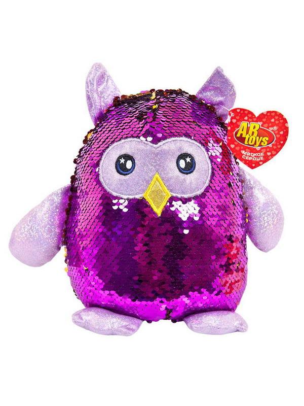 Сова с пайетками 20 см игрушка мягкая
