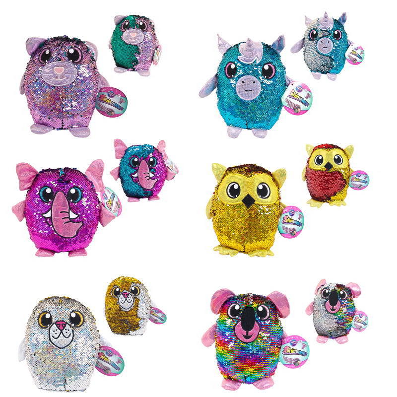 Мягкая игрушка Beverly Hills Teddy Bear Shimmeez (Шиммиз) серия2, плюшевые фигурки животных в пайетках, 20 см, 6 видов