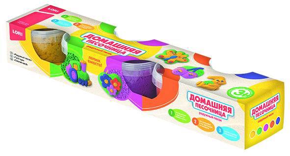 Песок радужный. Набор из 5 цветов по 140 гр, формочка