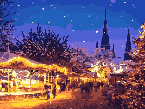 Набор для творчества LORI раскраска по номерам Ярмарка на Рождество 38*28.5 см