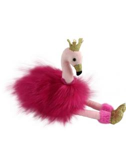 Фламинго розовый с золотыми лапками и клювом, 25 см игрушка мягкая