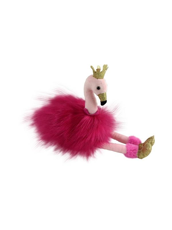 Фламинго розовый с золотыми лапками и клювом, 25 см игрушка мягкая