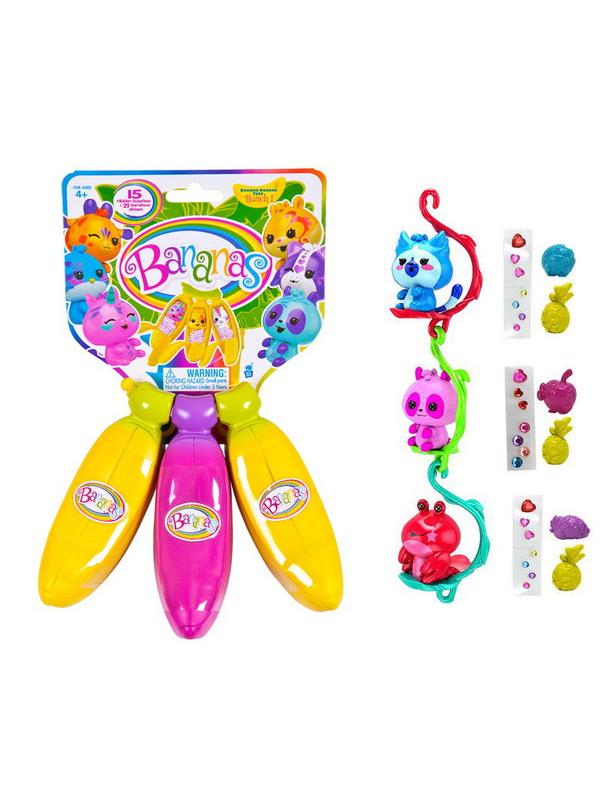 Bananas Игрушка с сюрпризом связка из 3х бананов, цвет желтый, розовый, желтый