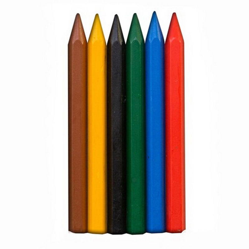 Карандаши восковые, шестигранные 8х90, 6 цветов