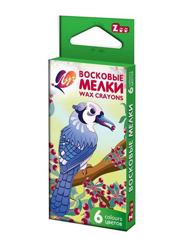 Карандаши восковые, шестигранные 8х90, 6 цветов
