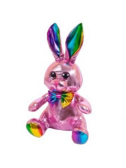 Металлик. Кролик розовый, 16 см. игрушка мягкая