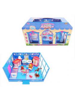 Игровой набор Abtoys Счастливые друзья Модульная комната Ванная с мебелью и фигурками животных, 13 предметов, в коробке