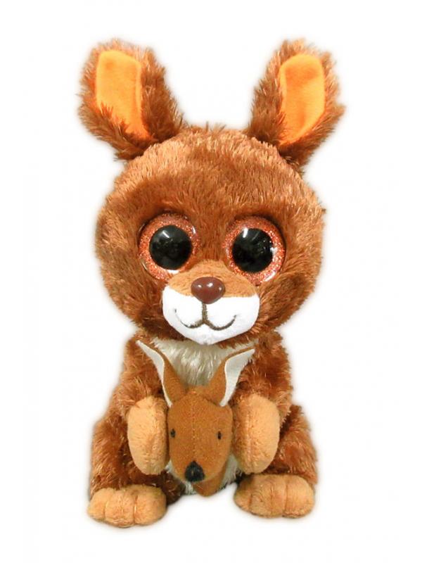 Кенгуру с детенышем, коричневый,15 см игрушка мягкая