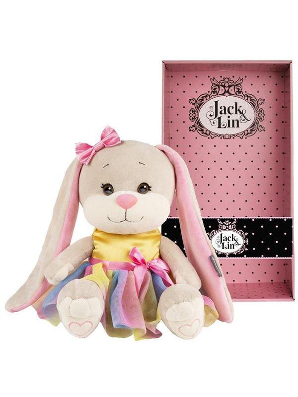 Мягкая игрушка Maxitoys Jack&Lin Зайка в Радужном Платье, 25 см, в Коробке